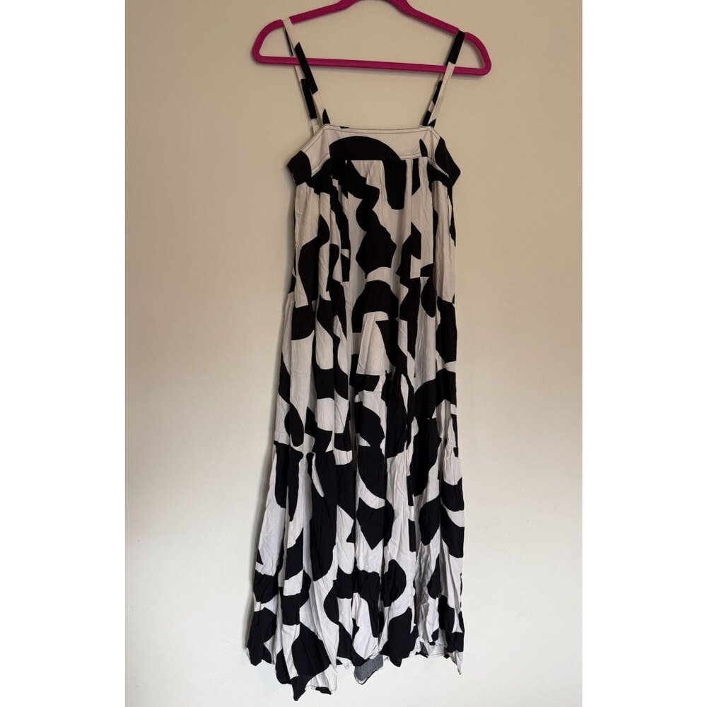 Anthropologie Abel The Label Abstract Print flowy maxi Dress in Black‎ size XS